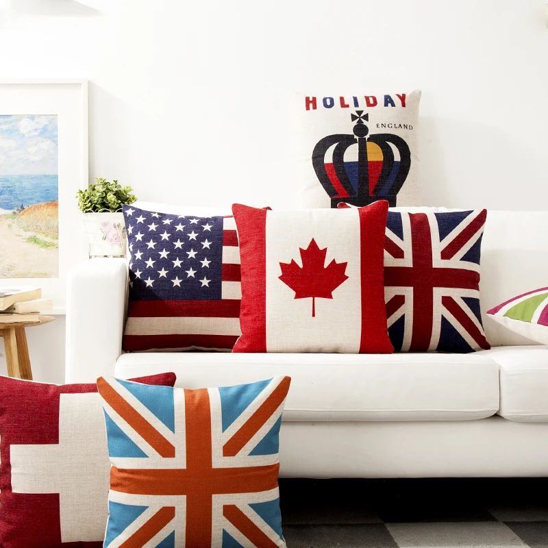 Юнион Джек Канада американский флаг наволочка для домашнего декора декоративная