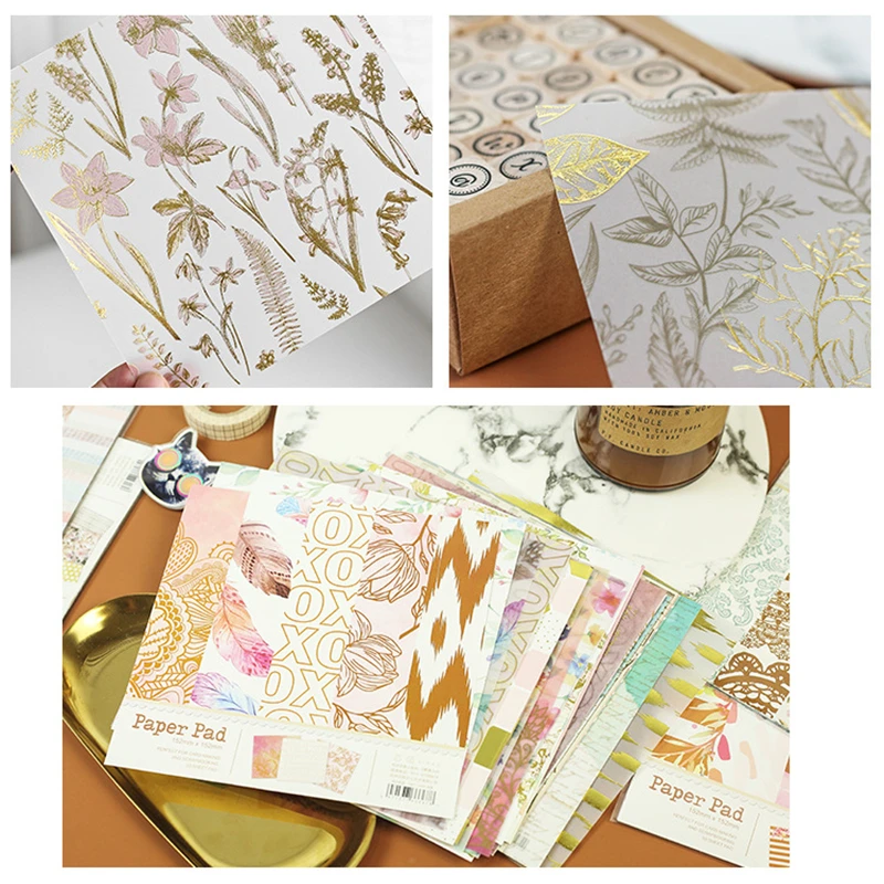 Приветствие 6 дюймов Бумага Pad для декупажа цветок декоративная бумага декор в