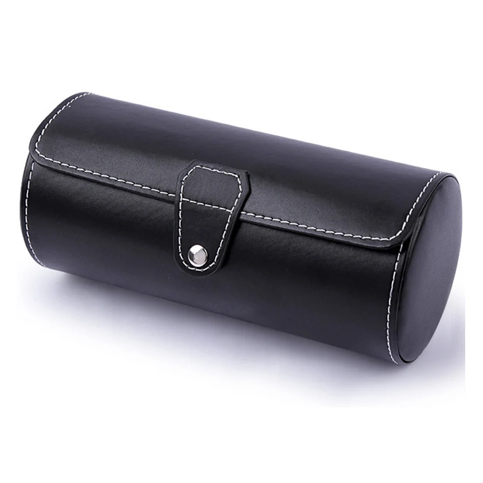 Черный/коричневый кожаный круглый Спортивный Портативный новый рулон часов