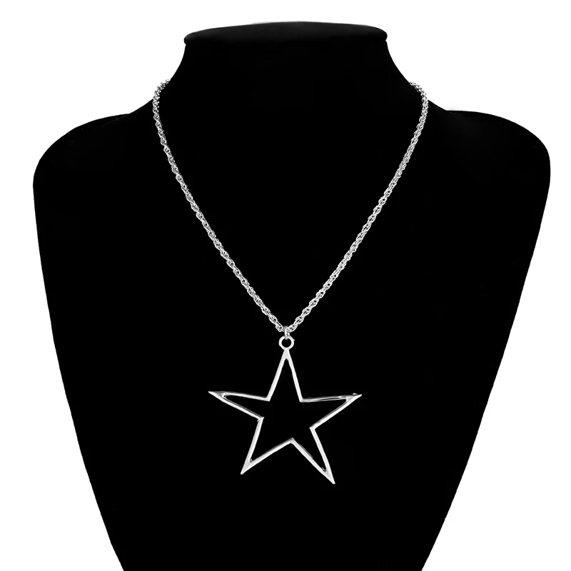 Fashion Necklace Women Long Pentagram Gold Silver Zinc Alloy Statement Pendant Initial | Украшения и аксессуары