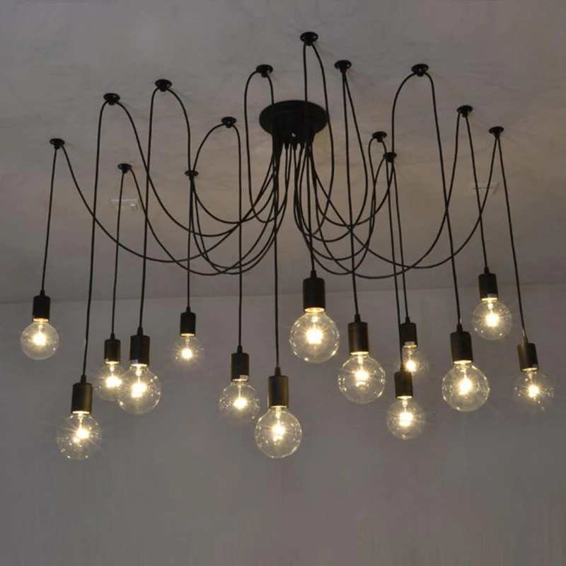 

modern bar Nordic Retro Edison Bulb Chandelier Antique Vintage Loft DIY E27 Art Spider Ceiling Lamp Fixture Light 5-16 heads