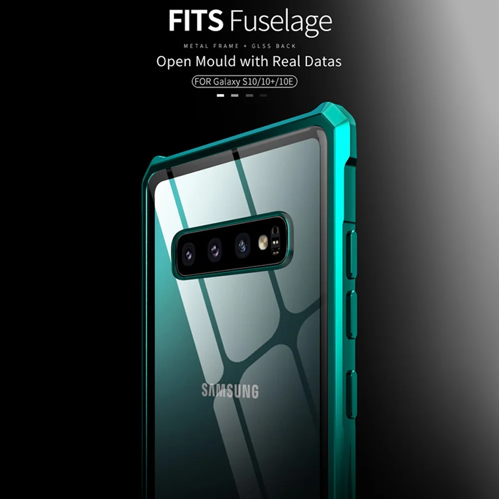 Роскошный чехол из закаленного стекла для samsung Galaxy S10, алюминиевая металлическая рамка, защитный чехол для samsung S10 Plus S10E, чехол