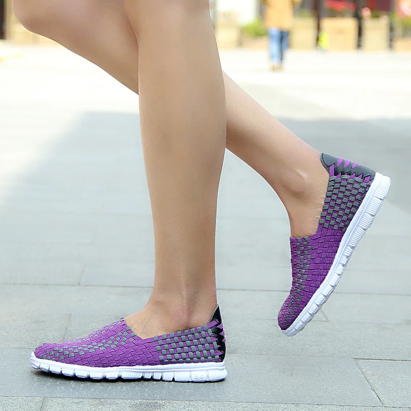 BeckyWalk/весенние женские повседневные лоферы на плоской подошве; женская прогулочная обувь ярких цветов; летняя плетеная обувь ручной работы для женщин; WSH2908