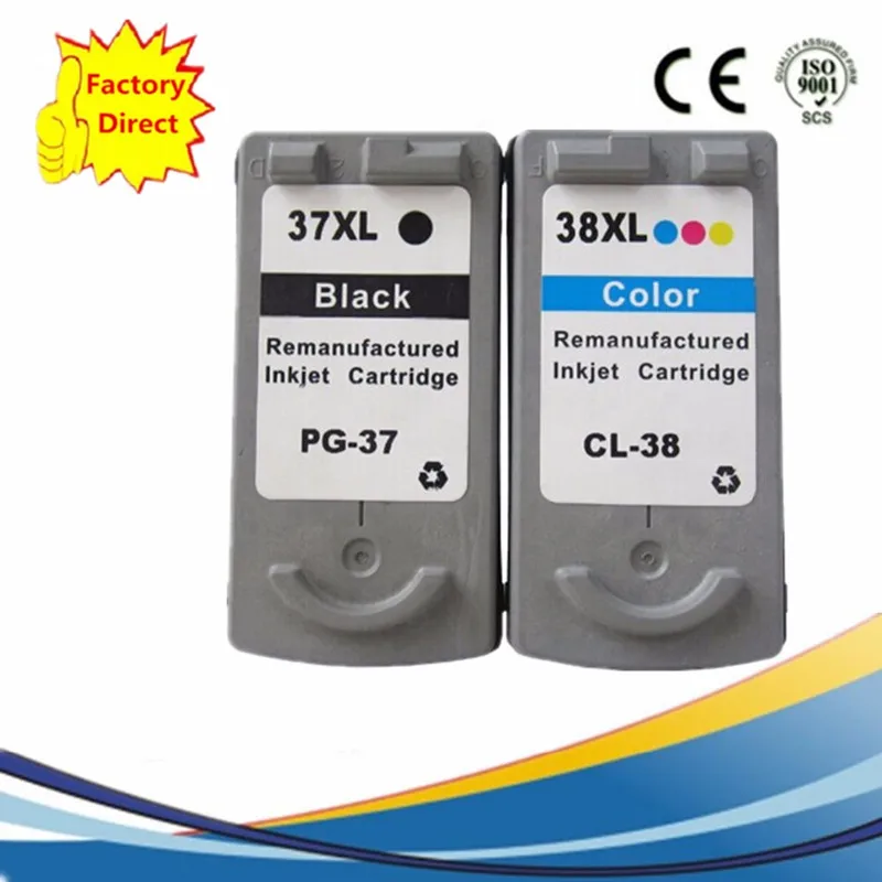 1SET PG-37 PG37 PG 37 CL-38 CL38 CL38 чернильные картриджи восстановленные Pixma MP140 MP210 Ip2600 iP1900 MX300 MX310 MP190 - Цвет: 1SET