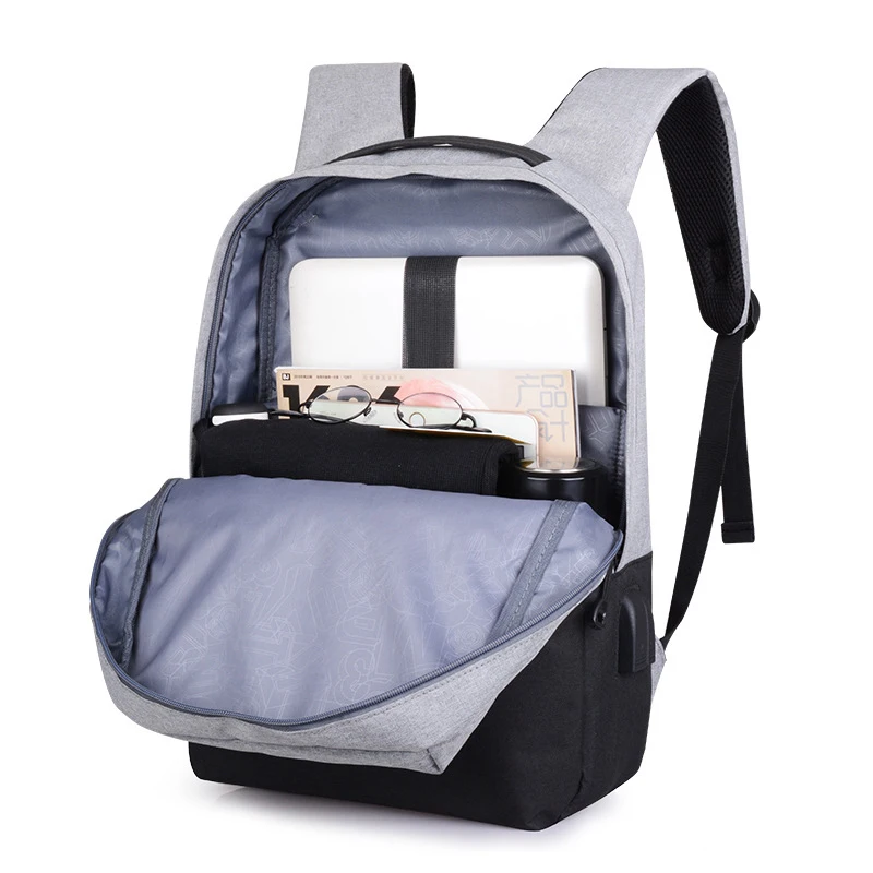 Новинка высокое качество с USB отверстием мужские рюкзаки тренд простые Лоскутные