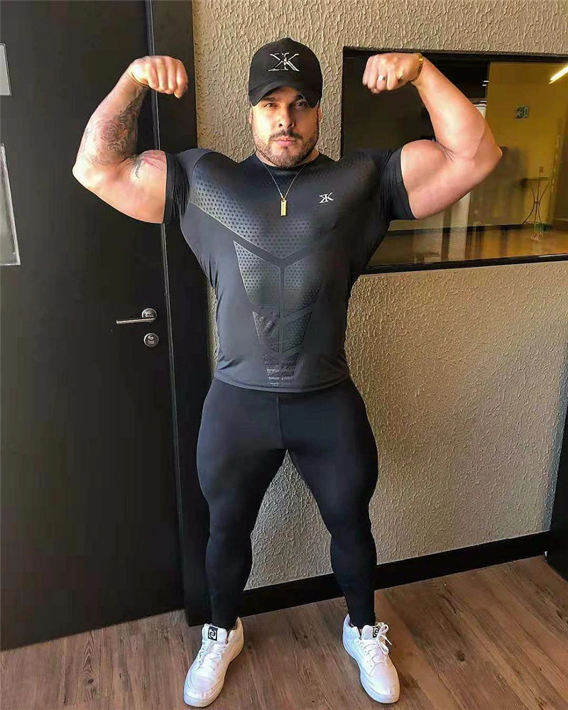 GymRagz новая хлопковая Футболка Для мужчин дышащая футболка для мужчин Gyms футболка Для мужчин Фитнес с подкладкой с принтом на лето тренажерные залы обтягивающим топом черного цвета