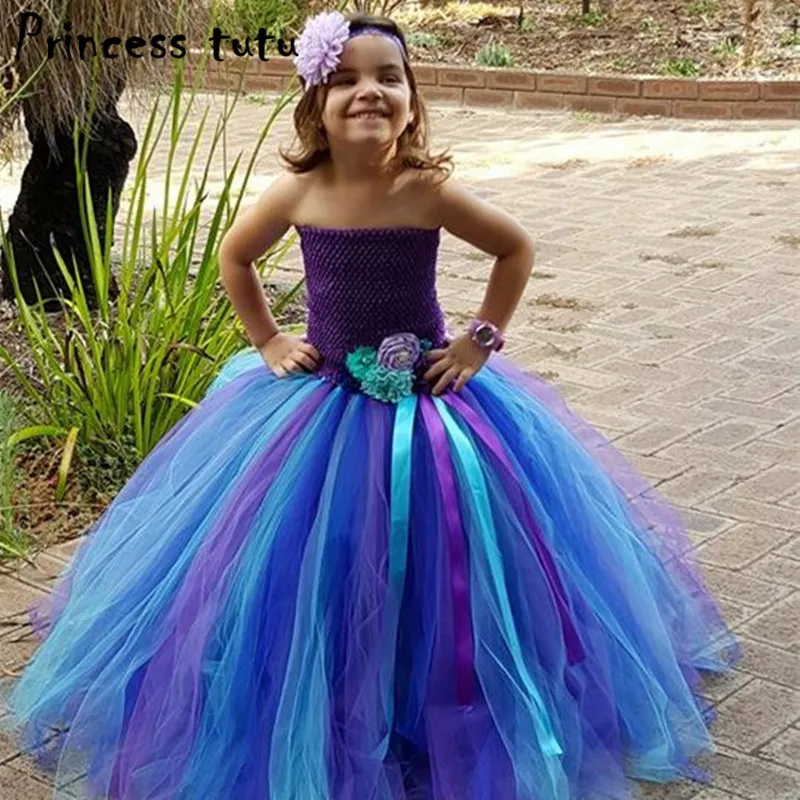 PRINCESS TUTU Mermaid Ariel Costume Halloween Girls Dresses Flower Kids Birthday Party Dress Fancy Girl Clothes Vestido K033 | Детская