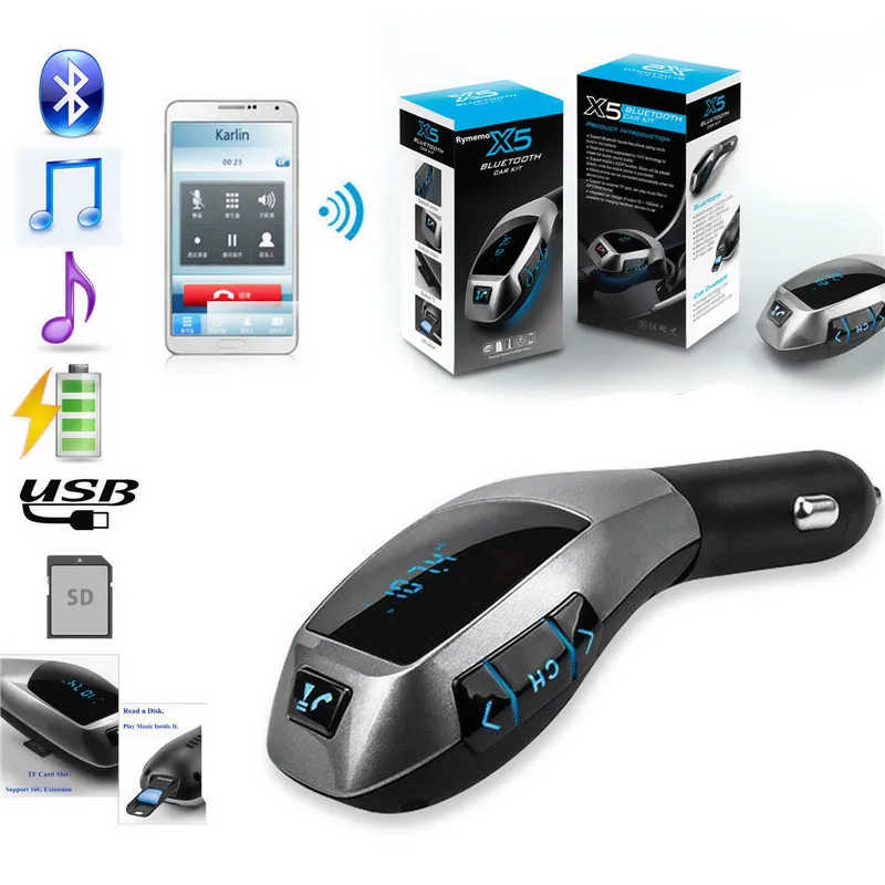 X5 FM передатчик Bluetooth Handsfree автомобильный комплект аудио беспроводной MP3 плеер