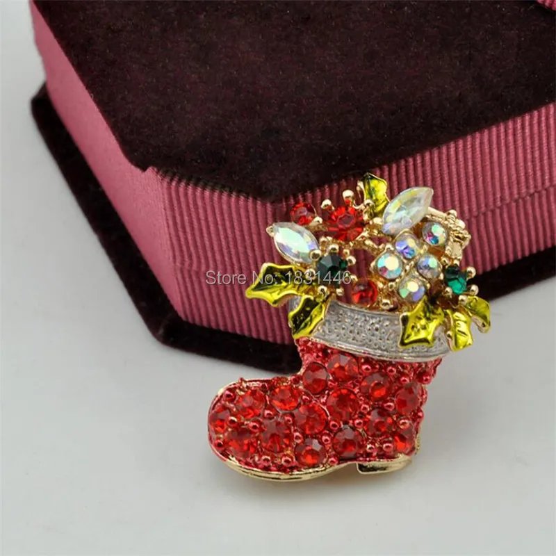 Рождественская брошь в виде носков булавки полностью блестящие ювелирные