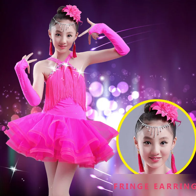 Латинское платье для танцев девочек Стразы марлевые юбка Одежда Танго ча