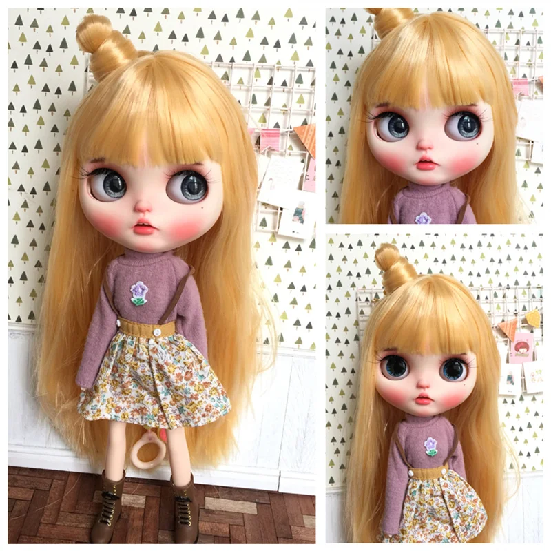 Кукла ICY DBS Blyth боди из белой кожи прямые желтые золотые волосы BL0658 1/6 30 см подарок