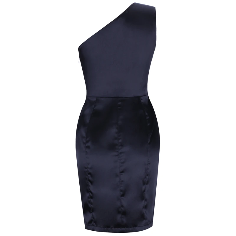 Ocstrade черный сатин-Дюшес одно плечо мини платье | Женская одежда