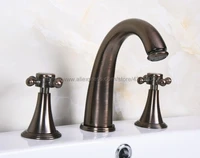 brown orb double handle basin faucet deck mounted bathroom tub sink mixer taps widespread 3 holes nnf440