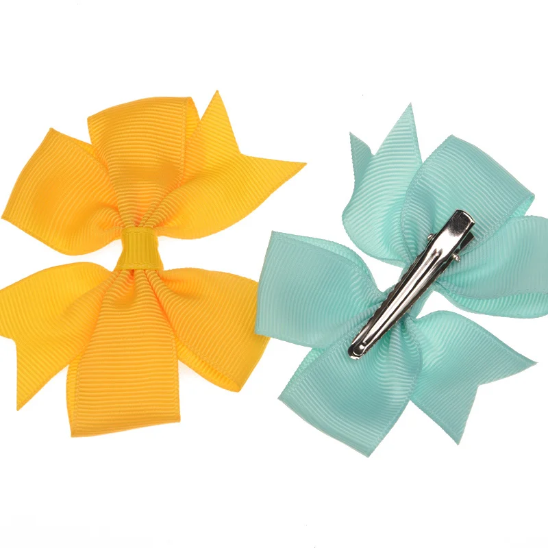 12 шт. ленточный бант 8 см галстук-бабочка однотонные заколки для волос милый