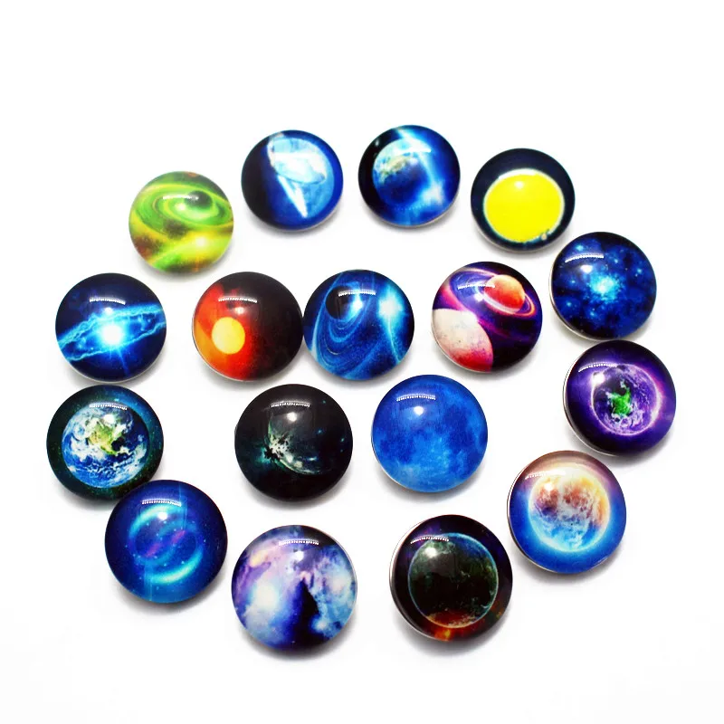 10 шт./лот светящиеся талисманы на кнопках 18 мм стеклянные кнопки с принтом