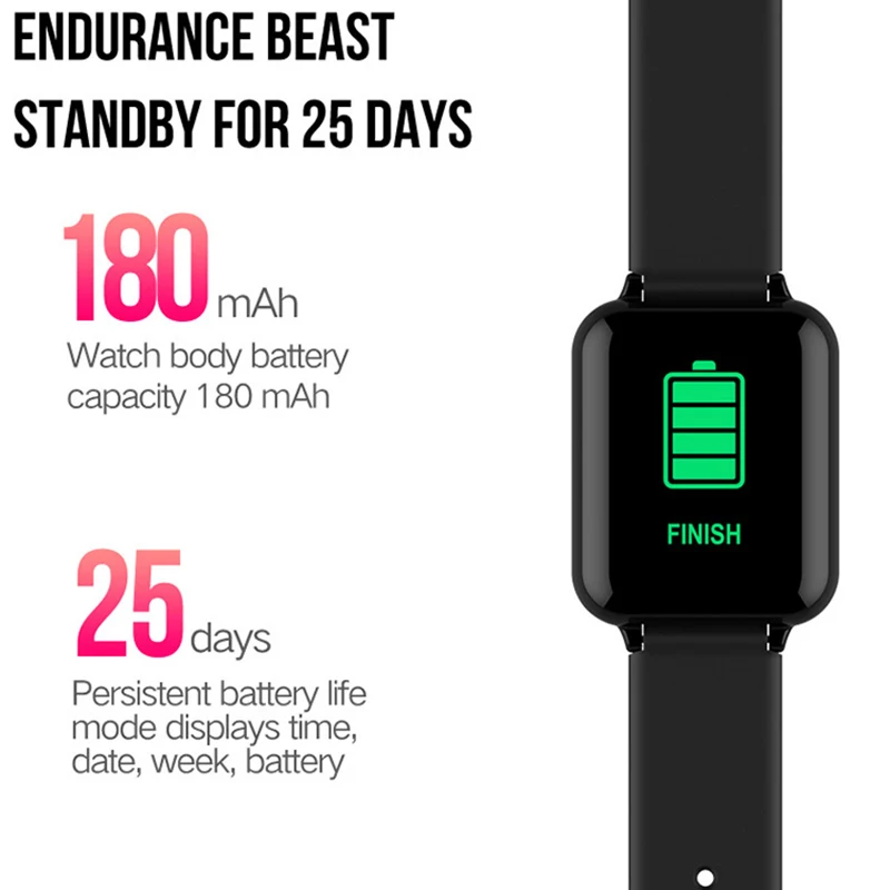 

New B57 smart watch heart rate monitor blood pressure fitness IP67 waterproof Android smart sports bracelet for men and women