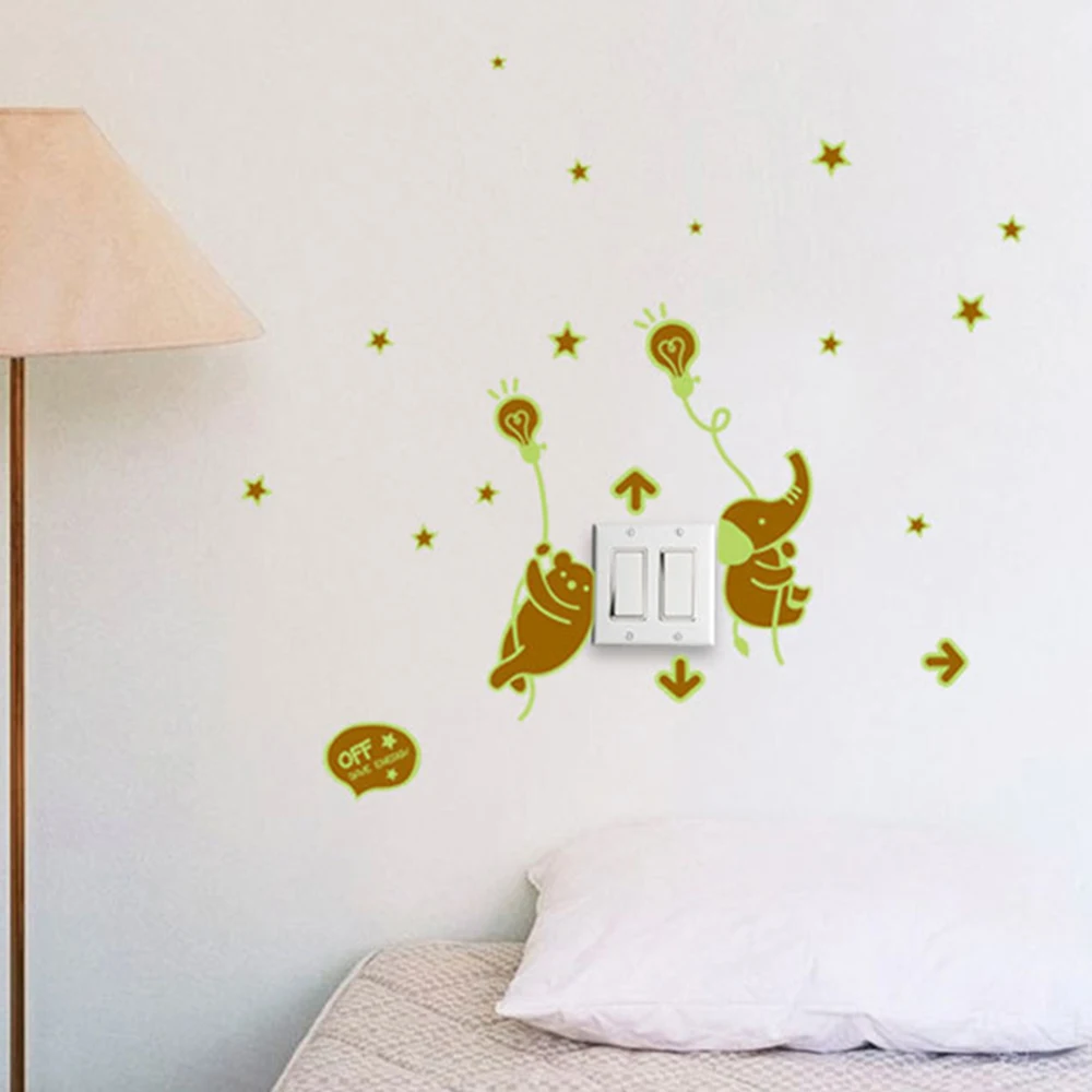 Симпатичные Светящиеся ПВХ креативные наклейки с переключателем гостиная