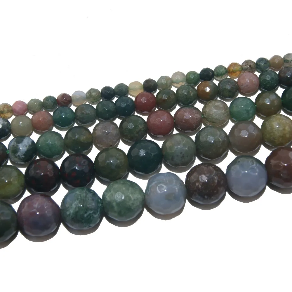 Ограненный Природный камень индийские Агаты бусины 4 6 8 10 12 мм выбрать размер для