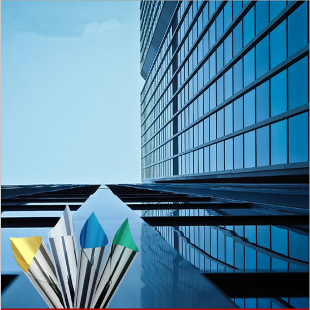 Зеркальная Светоотражающая оконная пленка серебристого и синего цвета длина 10