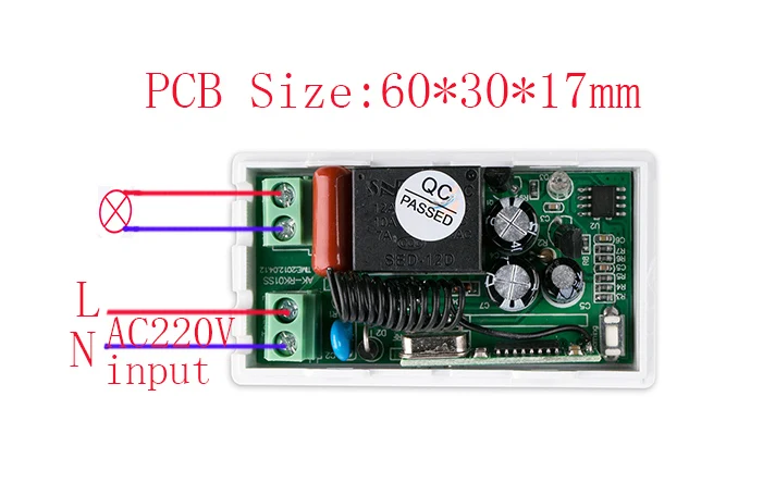 xuanlongyuan AC 220V 1 CH 1CH RF Wireless Remote Control Switch System Receiver 315 / 433.92 MHz /lamp/ window/Garage Door | Электроника