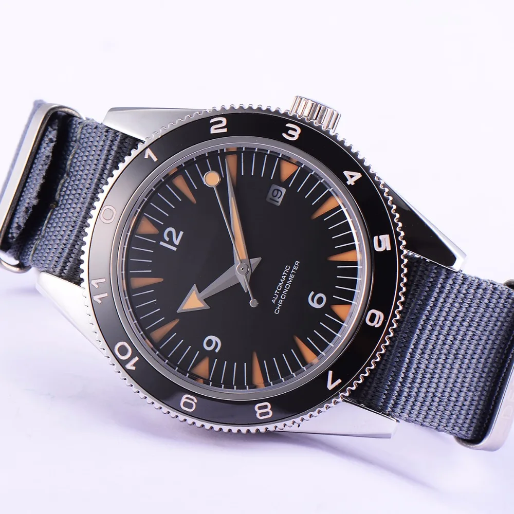 Мужские автоматические механические часы debert черный стерильный циферблат 41