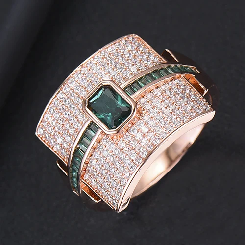 Green Rose Gold GODKI Monaco, дизайнерские Роскошные стекируемые кольца-чокер для женщин, свадебные с кубическим цирконом, обручальное, Дубай, американское свадебное кольцо на палец - Цвет основного камня: Green Rose Gold
