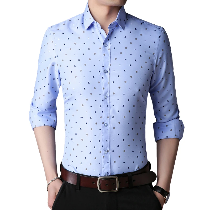 2018 Для Мужчин's Рубашки для мальчиков мужчин Slim Fit печати Camisa masculina Smart