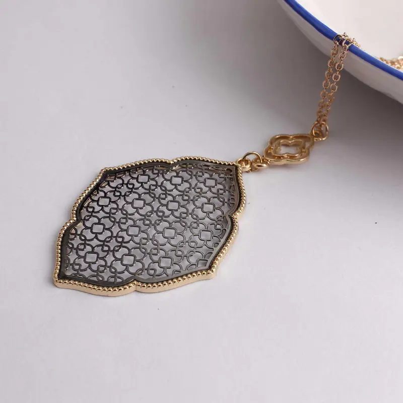 N4726 Gold Black ZWPON,, полое, каплевидное, Филигранное, длинное ожерелье для женщин, массивное ожерелье, s подвески, ювелирное изделие, подарок на день Святого Валентина - Окраска металла: N4726 Gold Black