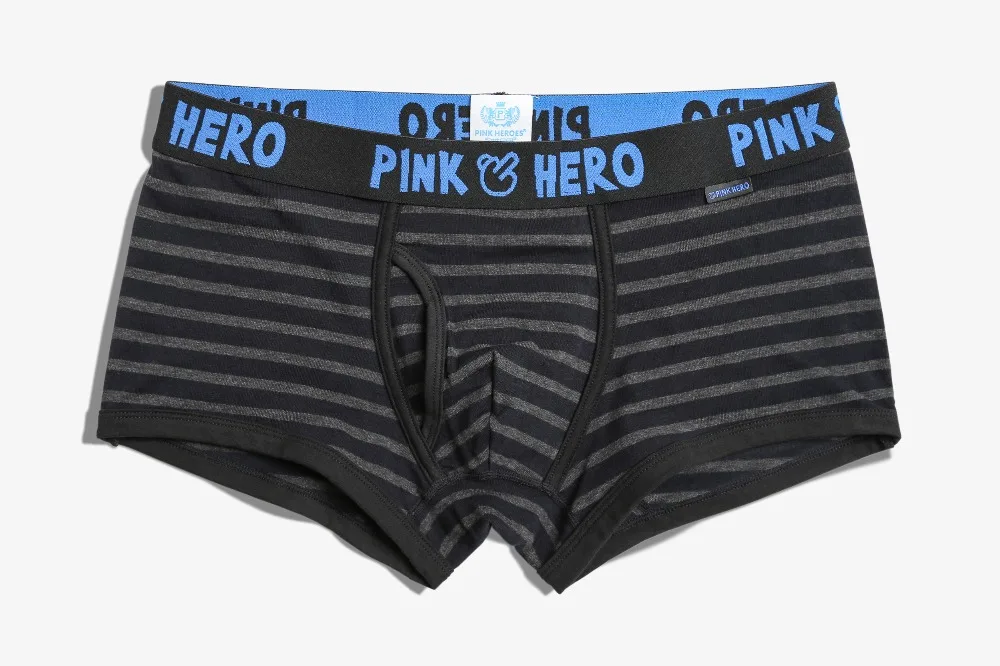 5 шт. Pink Heroes высокого качества нижнее белье из хлопка, Для мужчин шорты-боксеры классическое Полосатое привлекательное мужские трусы с u-образной выпуклостью спереди