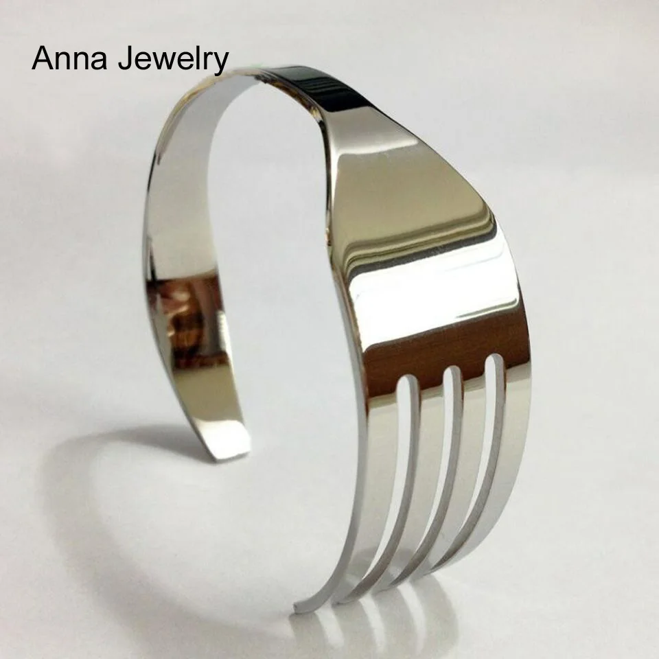 Стильный дизайнерский Браслет манжета в форме вилки из нержавеющей стали 4 вида