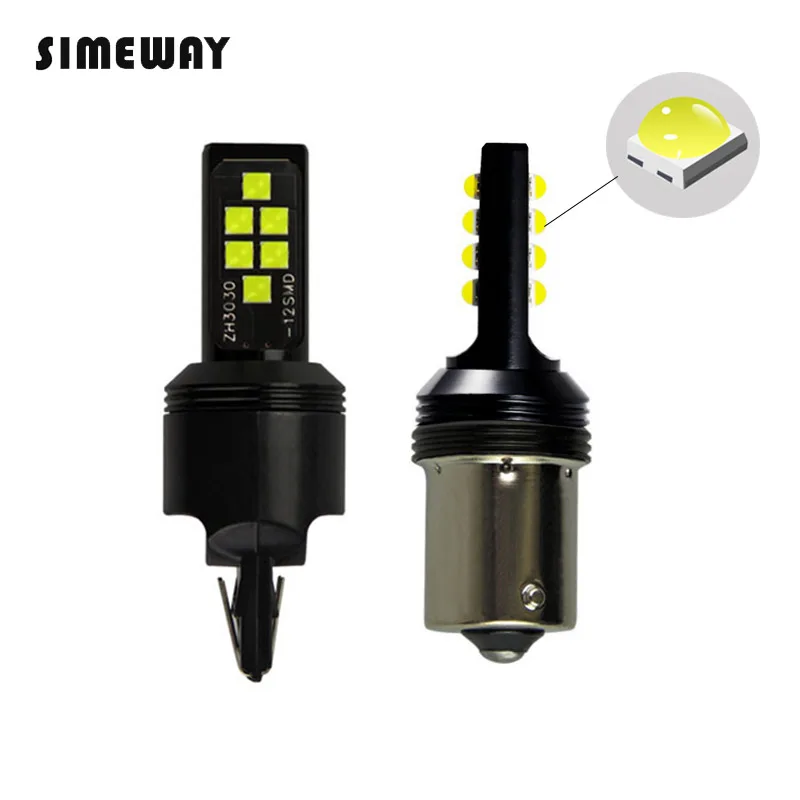 СВЕТОДИОДНЫЙ Автомобильный указатель поворота T20 7443 7440 W21W 1156 BA15S P21W led BAY15D 3030 12 smd