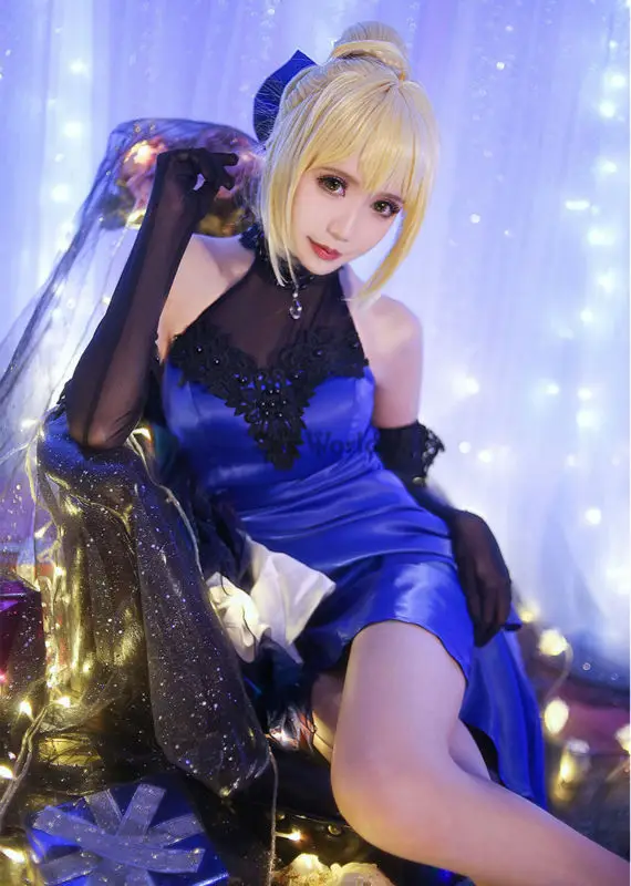 FGO Fate Extella Saber длинное платье формальное униформа костюм аниме костюмы для косплея