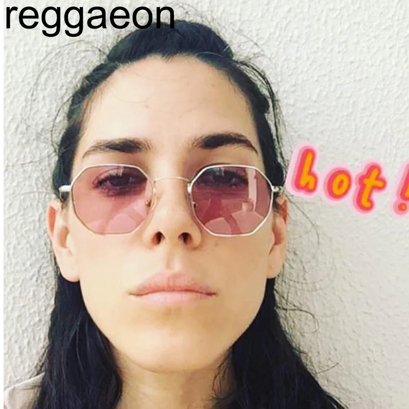 Женские солнцезащитные очки с шестигранной прозрачной оправой Винтажные