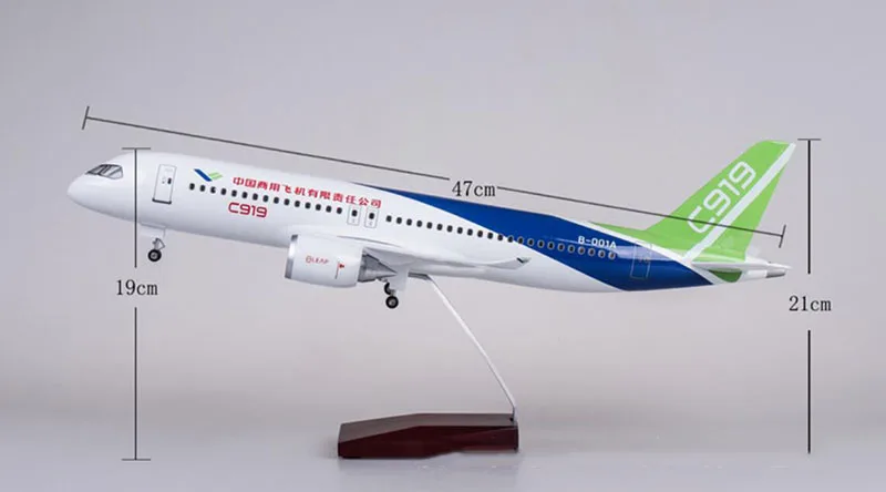 47 см 1/82 масштаб Самолет Китай коммерческий самолет C919 авиакомпания Модель W светильник и колесо литье под давлением пластиковая Смола самолет коллекция