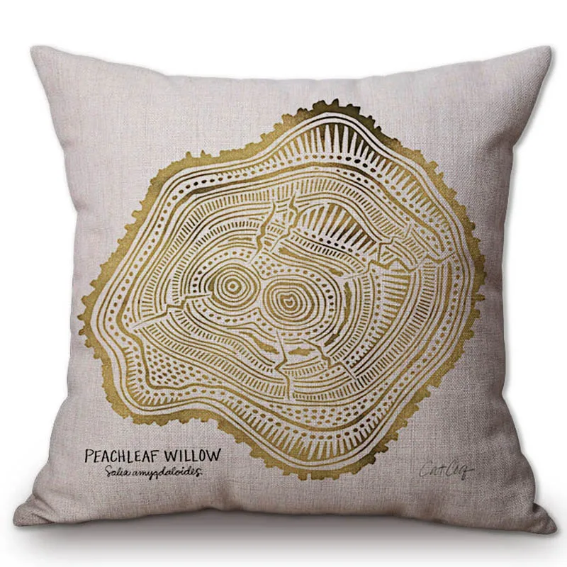 Декоративные подушки золотого дерева для дома уличные цвета из хлопка и льна с