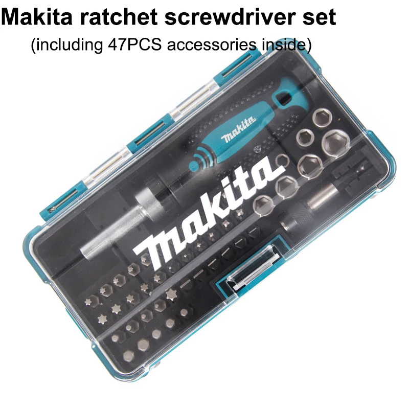 

Japan Makita X47 Ratchet Screwdriver Set (Including 47PCS Accessories Inside) Hand Operated Tools Screwdriver Wrench Batch Head