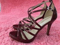 women stiletto thin high heel sandals sexy ankle strap open toe burgundy patent fashion party bridals ball lady shoe 0640a 4