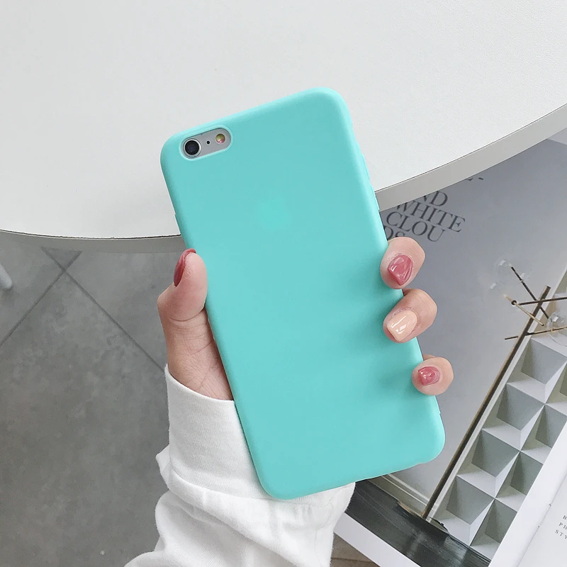 Мягкая задняя крышка, матовый цветной чехол для iPhone 6, 6 S, 7, 8 Plus, X, XR, XS Max, противоударный защитный силиконовый из ТПУ, роскошный карамельный чехол