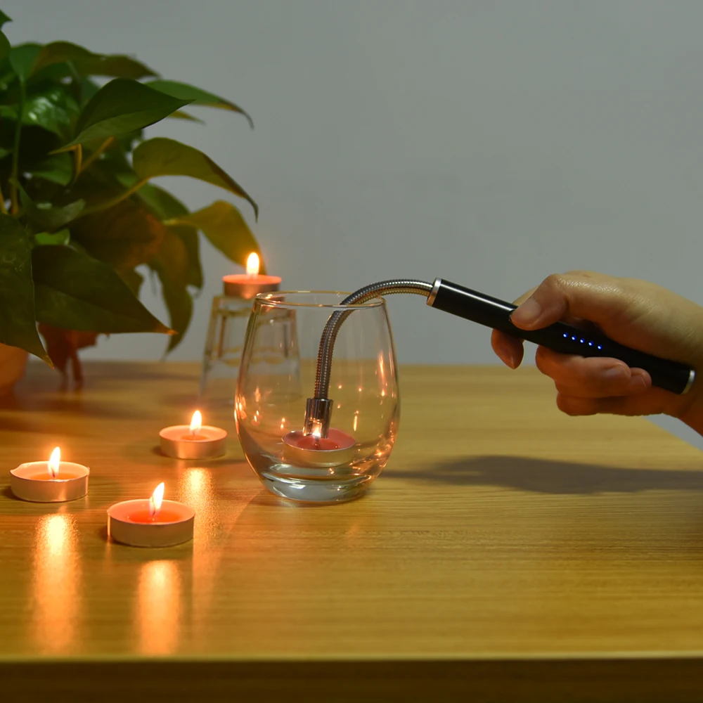 WGT подарочная упаковка USB электрические зажигалки с предохранительным выключателем 360 Вращение Кухня Зажигалка Arc барбекю Беспламенного Зажигалка