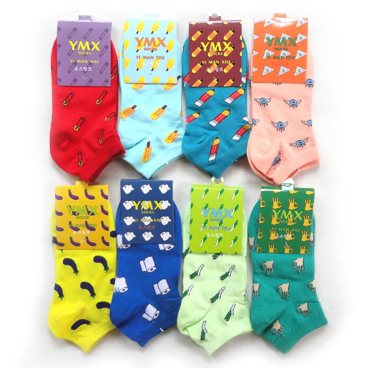 Весенне летние женские носки цветные модные невидимые с неглубоким горлом