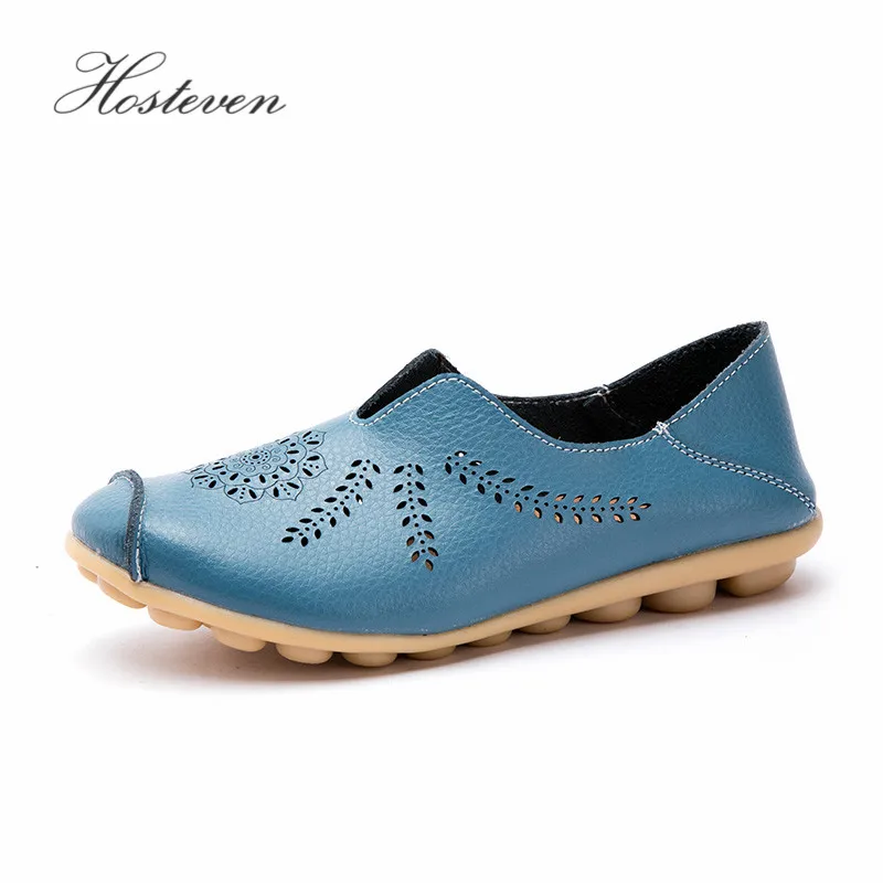 Hosteven/Женская обувь кроссовки лоферы из натуральной кожи на плоской подошве