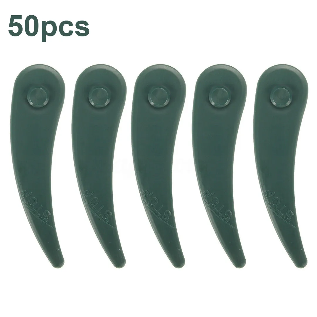 50pcs Green 100 шт. лезвия для газонокосилки прочные пластиковые сменные лезвия для газонокосилки Dura для BOSCH ART 23-18 LI - Цвет: 50pcs Green