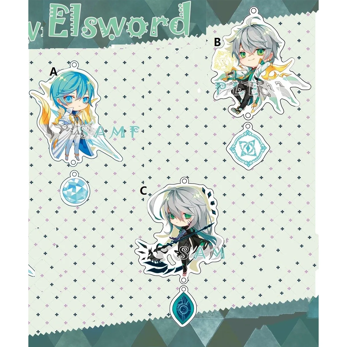 Брелок для ключей игровой элмеч акриловый милый двухсторонний с фигуркой 6