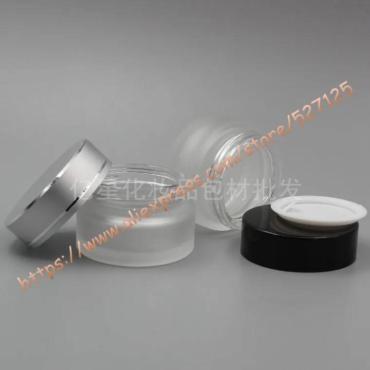 20 г прозрачная/прозрачная матовая стеклянная банка для крема с многоцветной