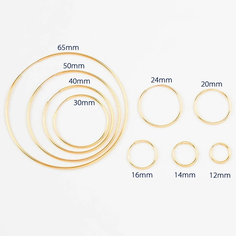 Пара Мода 14 K gold filled Сережка серьги крючки для DIY 12/14/16/20/ 24/30/40/50/65 мм Серьги