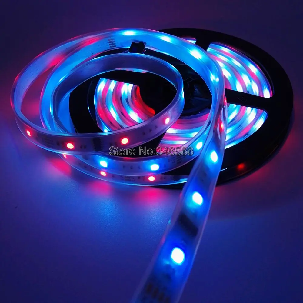 5 м 12В 6803 IC цифровая Мечта Цвет RGB Светодиодная лента 30LED/M IP66 Водонепроницаемая 5050