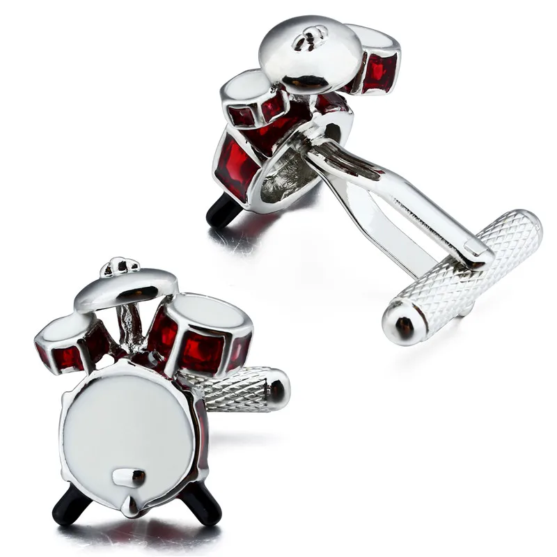 Бренд HAWSON модные запонки барабанный дизайн с белой и красной эмалью музыкальные