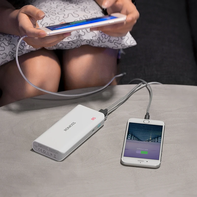 Внешний аккумулятор ROMOSS Sense 4 10400 мАч светодиодный 2 1 А два выхода USB портативное