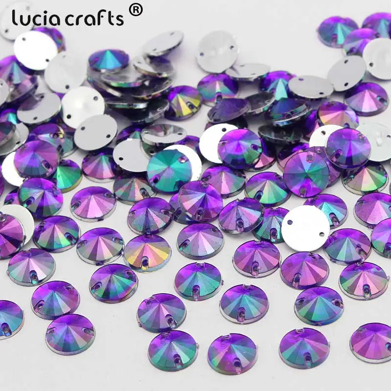 Круглые акриловые стразы с плоской задней поверхностью 100 шт. 12 мм для шитья