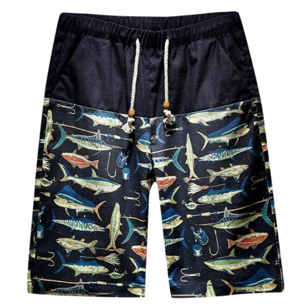 Пляжные шорты мужские Летние Гавайские с завязками повседневные свободные